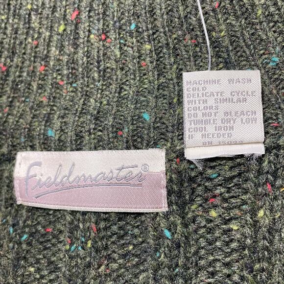 NEW Fieldmaster Ribbed Marled Knit Wool Blend Zip Up Cardigan Olive Green XL - Picture 7 of 9